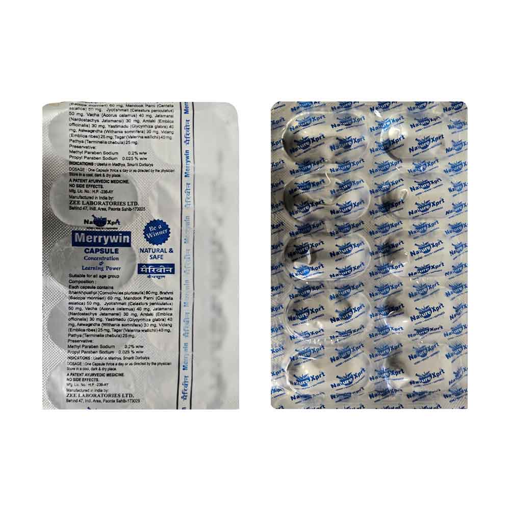 NatureXprt Merrywin Capsule | Memory and Concentration Enhancer