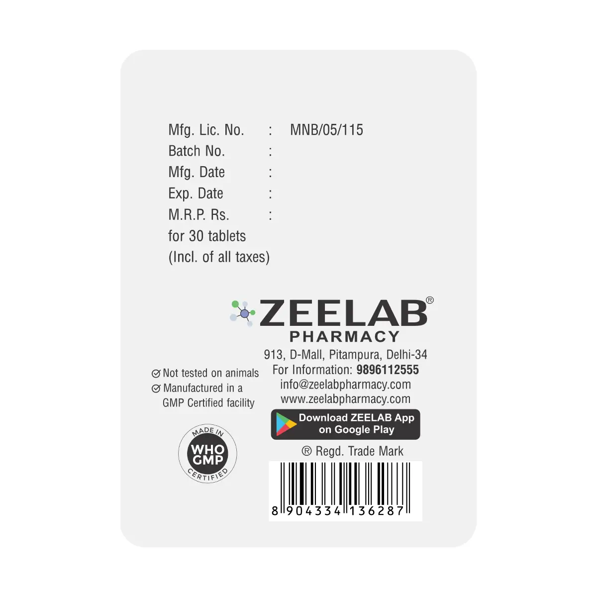 Metolash XL 12.5 | Metoprolol Succinate ER 11.8mg Tablet | Strip of 30 Tablets