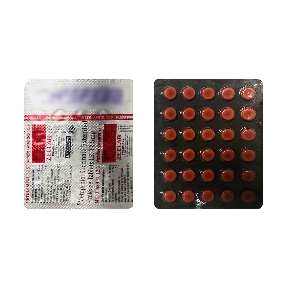 Metolash XL 12.5 | Metoprolol Succinate ER 11.8mg Tablet | Strip of 30 Tablets