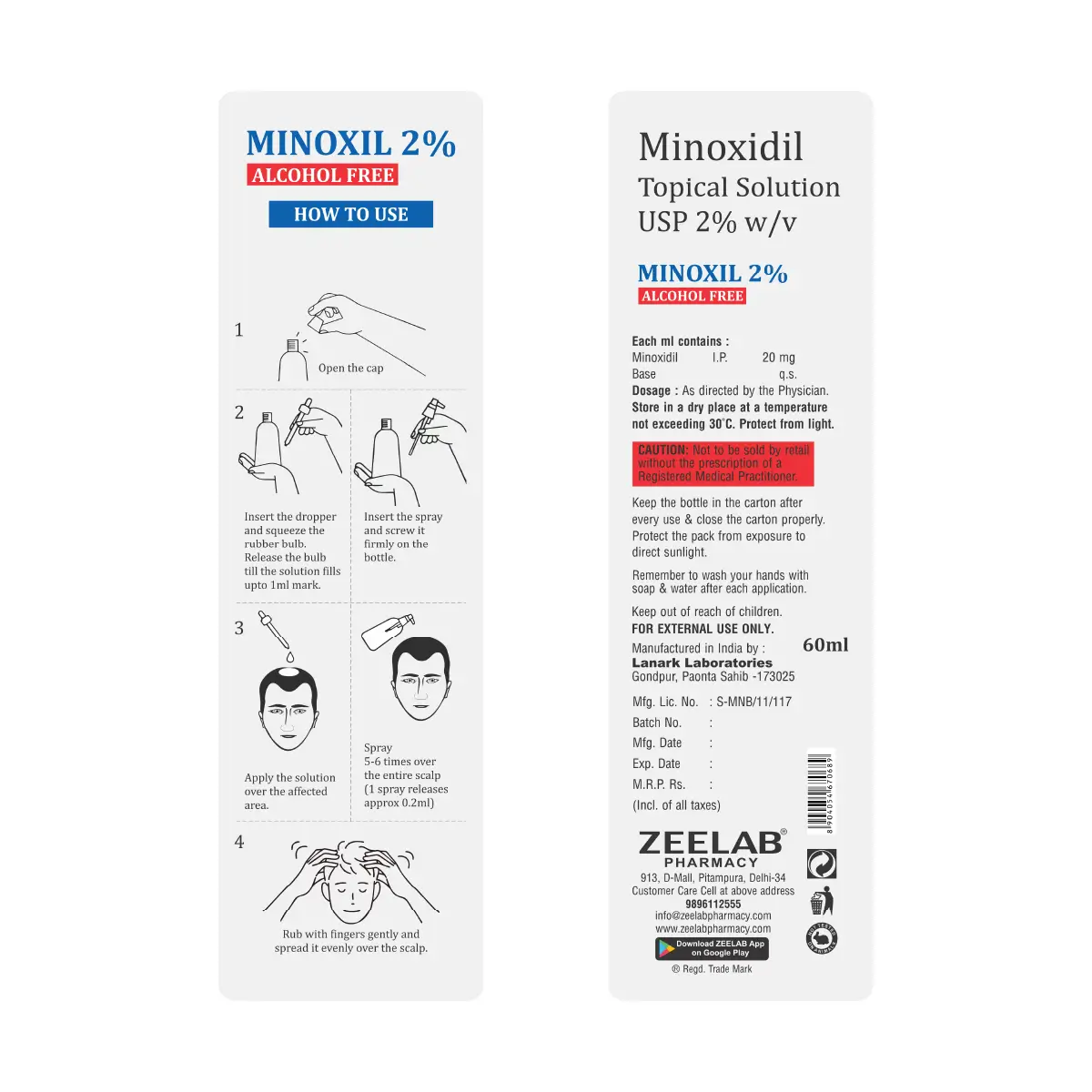 Minoxil 2% Alcohol Free Solution