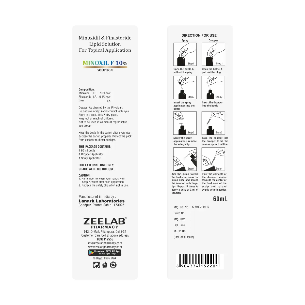 Minoxil F 10% Topical Solution | For Hair Growth 