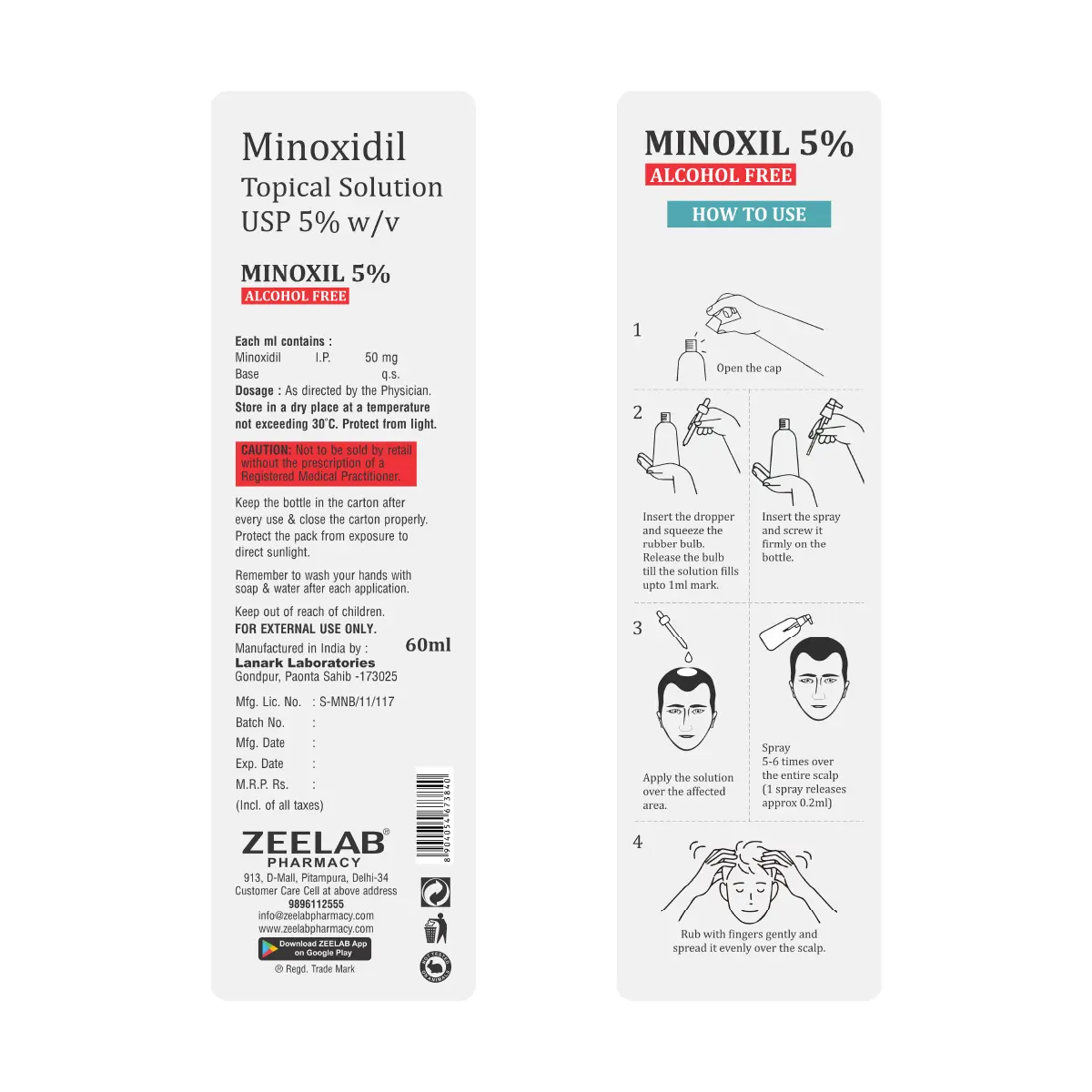 Minoxil Minoxidil 5% Alcohol Free Solution