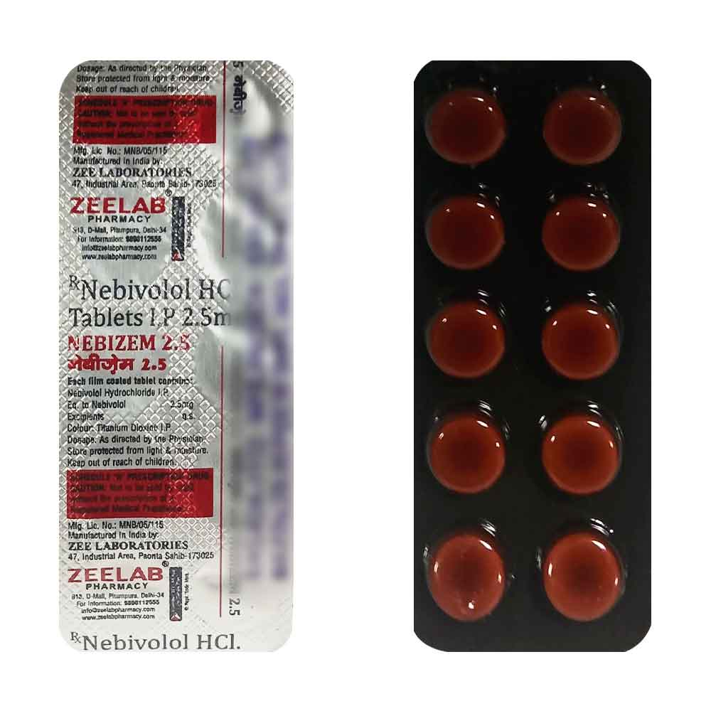 Nebizem 2.5 | Nebivolol 2.5mg Tablet | Strip of 10 Tablets