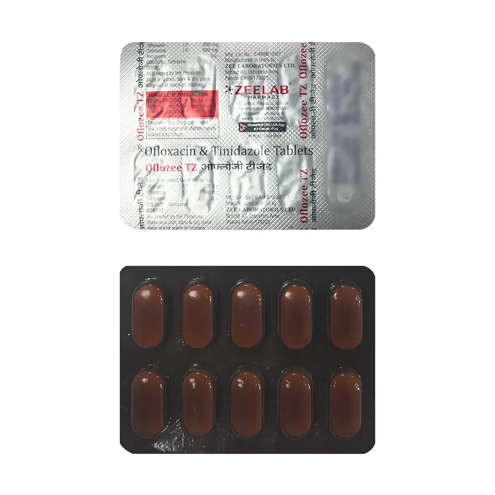 Ofloxacin 200mg + Tinidazole 600mg Tablet