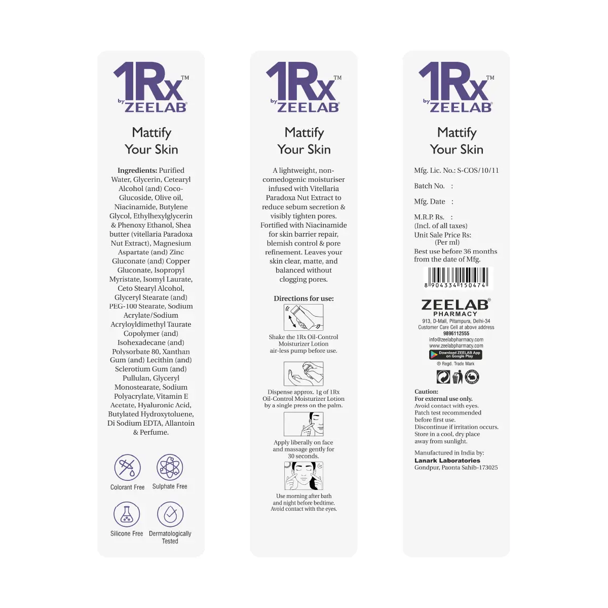 1RX Oil Control Moisturizer Lotion