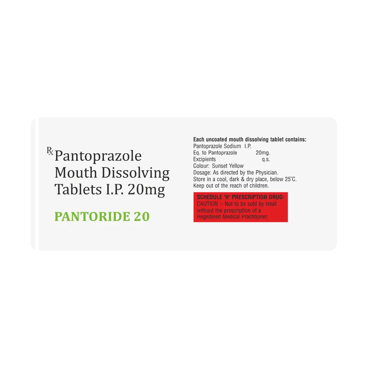 Pantoride 20 | Pantoprazole 20mg Tablet | Strip of 30 Tablets