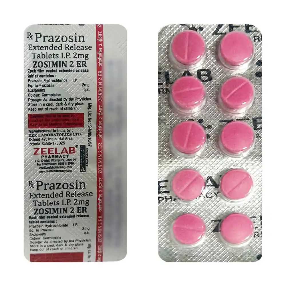 Zosimin 2 ER| Prazosin 2mg ER Tablet | Strip of 10 Tablets