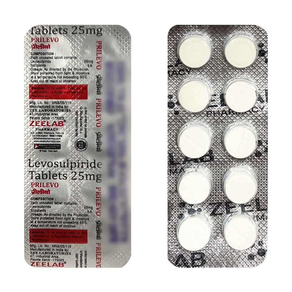 Prilevo Tablet | Levosulpiride 25mg Tablet | Strip of 10 Tablets