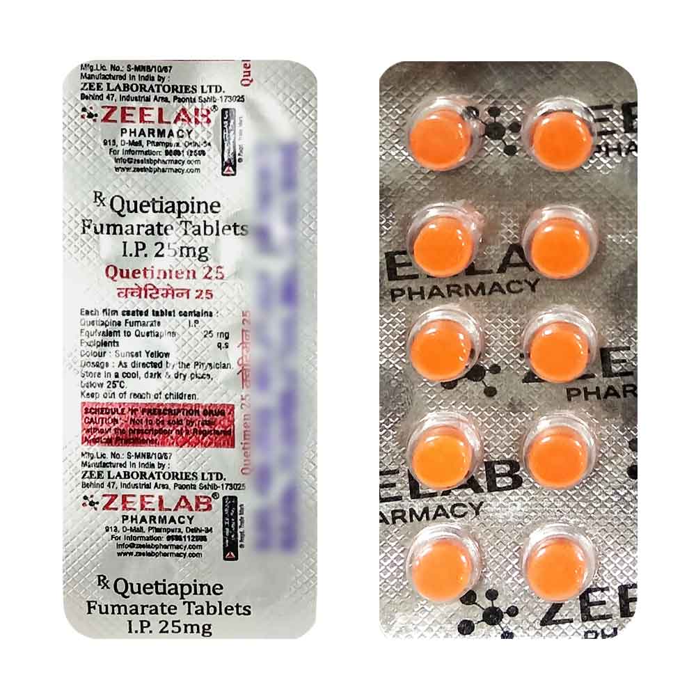 Quetimen 25 | Quetiapine 25mg Tablet | Strip of 10 Tablets