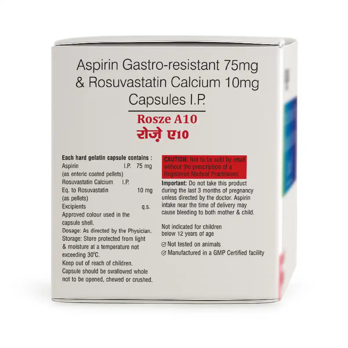 Rosze A 10 | Aspirin 75mg + Rosuvastatin 10mg Capsule | Strip of 10 Capsules