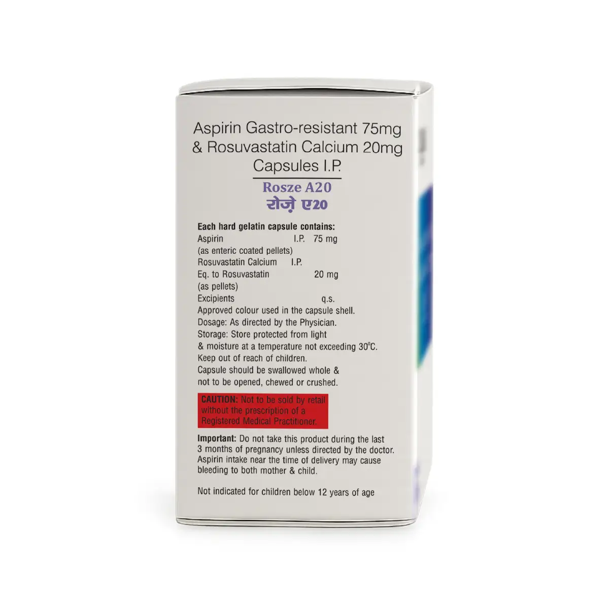 Rosze A 20 | Rosuvastatin 20mg + Aspirin 75mg Capsule | Strip of 15 Capsules