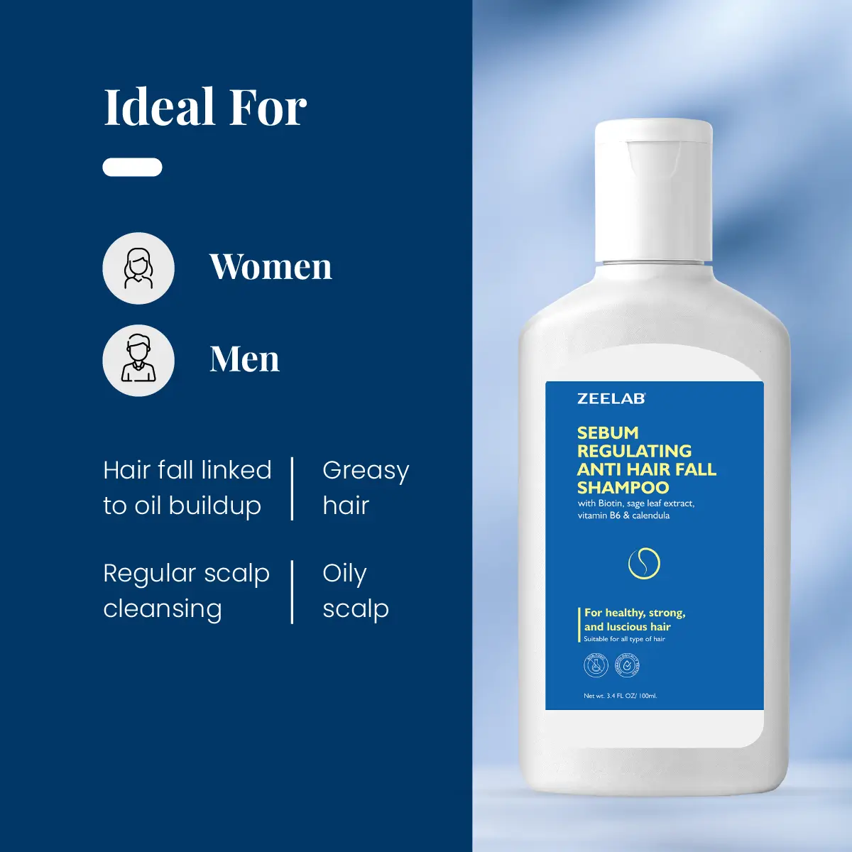 Zeelab Sebum Regulating Anti Hair Fall Shampoo 100ml