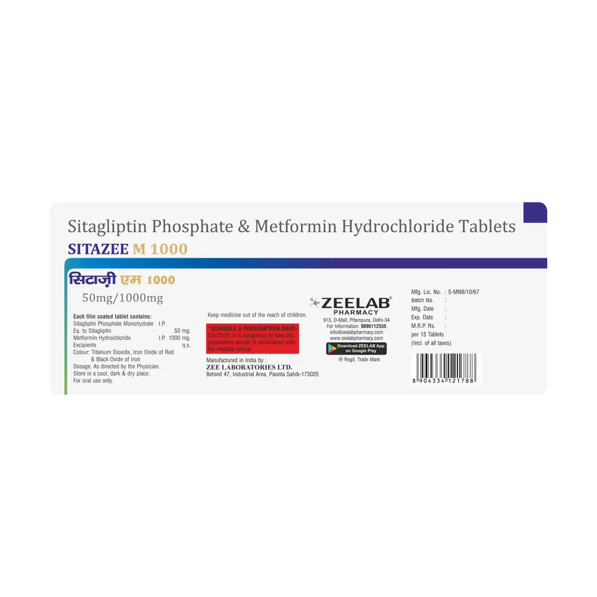 Sitazee M 1000 Tablet