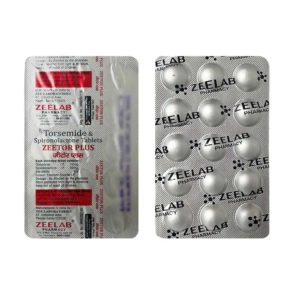 Zeetor Plus | Spironolactone 50mg + Torsemide 10mg Tablet | Strip of 15 Tablets