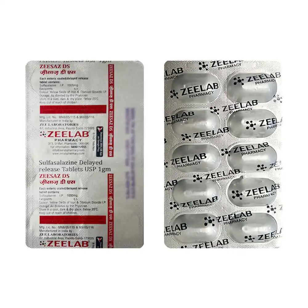 Zeesaz DS | Sulfasalazine 1000mg Tablet | Strip of 10 Tablets