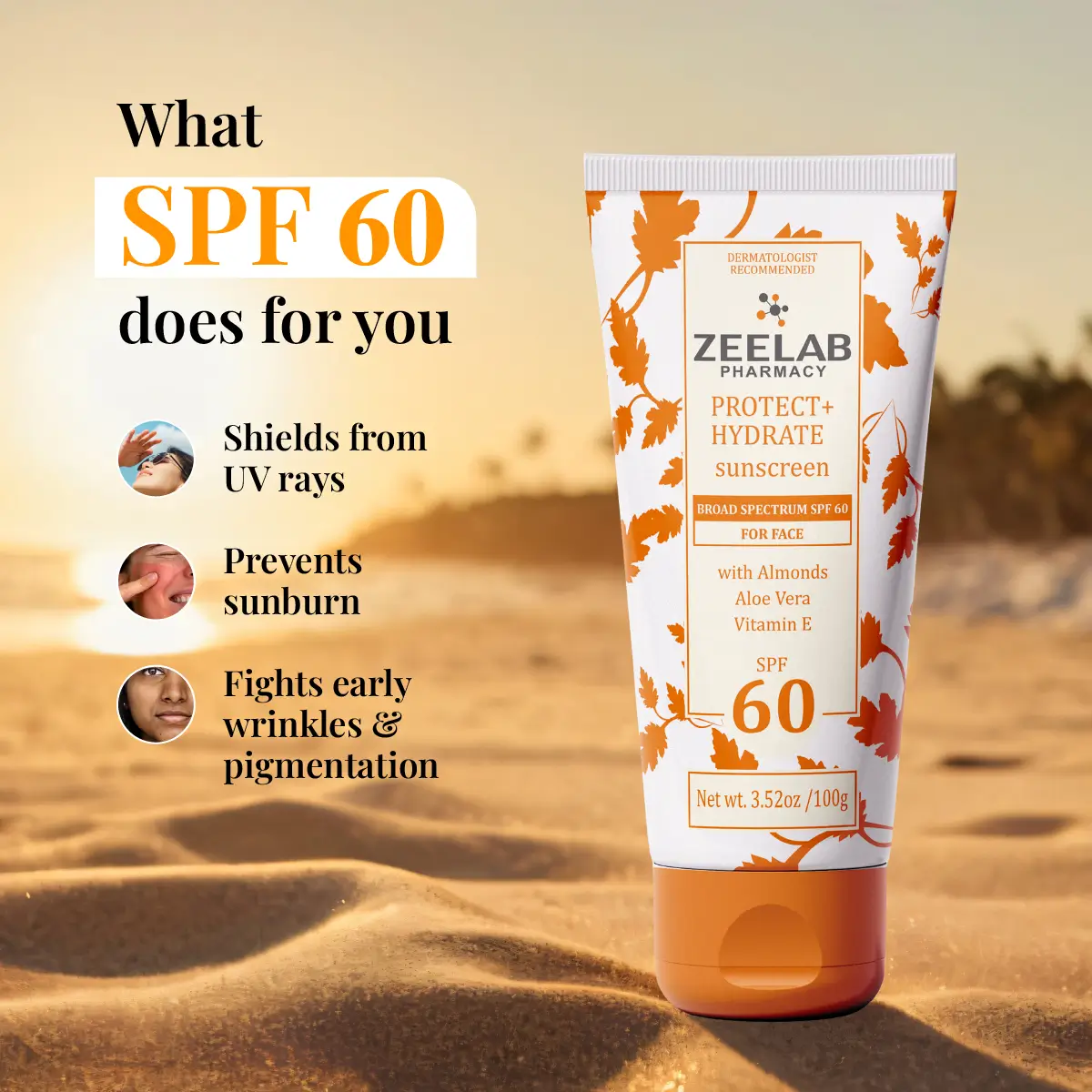 Sunscreen Lotion SPF 60 100gm | Broad Spectrum Sun Protection for UVA & UVB Rays
