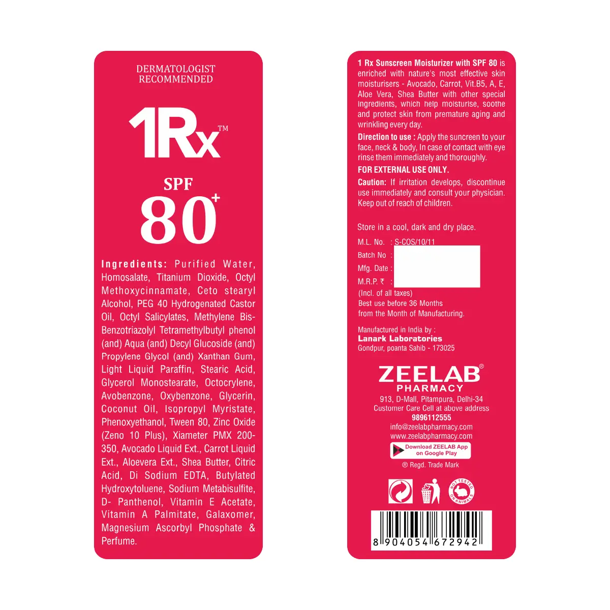 Sunscreen SPF 80+ | High SPF Sunscreen | Daily Sun Care