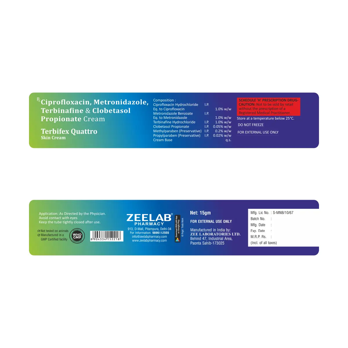 Terbifex Quattro Cream 15gm