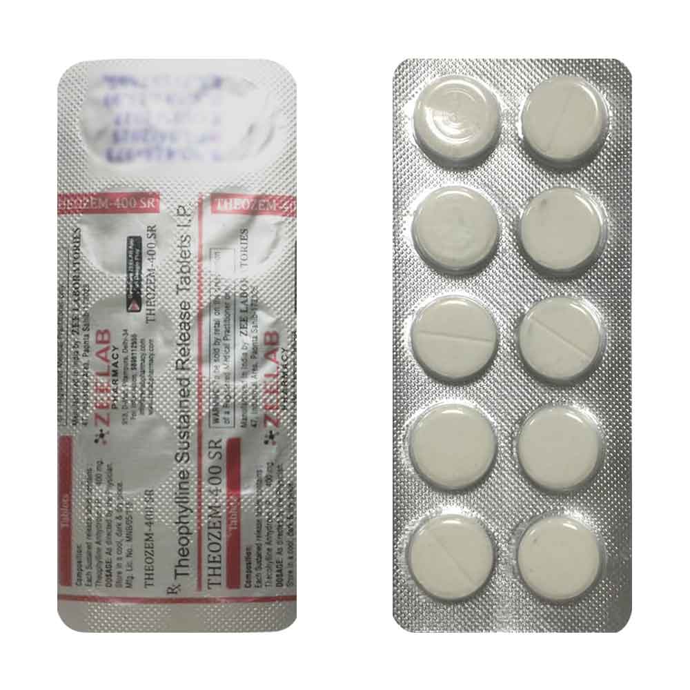 Theozem 400 SR | Theophylline 400mg SR Tablet | Strip of 10 Tablets