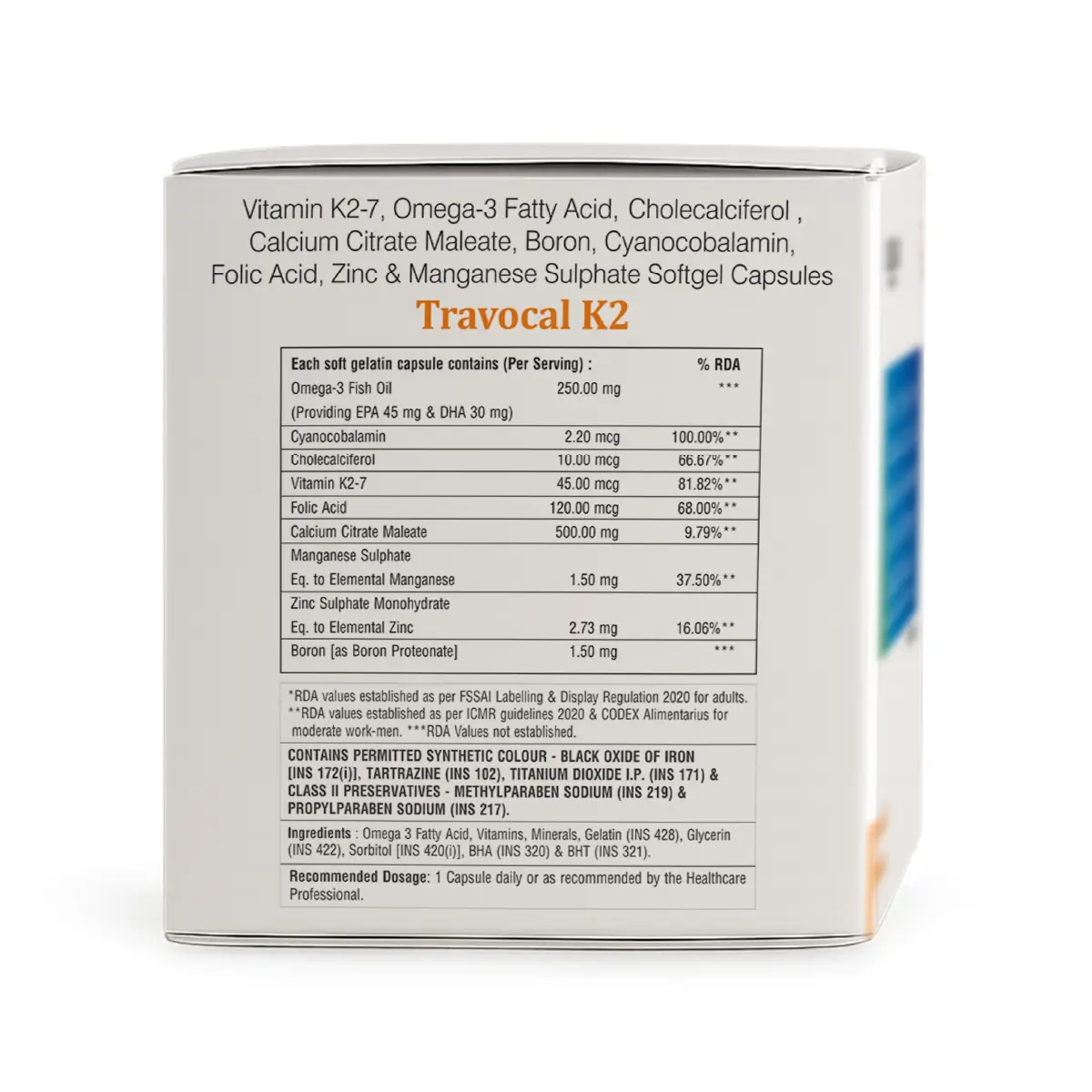 Travocal K2 Calcium Supplement Softgel Capsule | Supports Bone Health & Calcium Absorption
