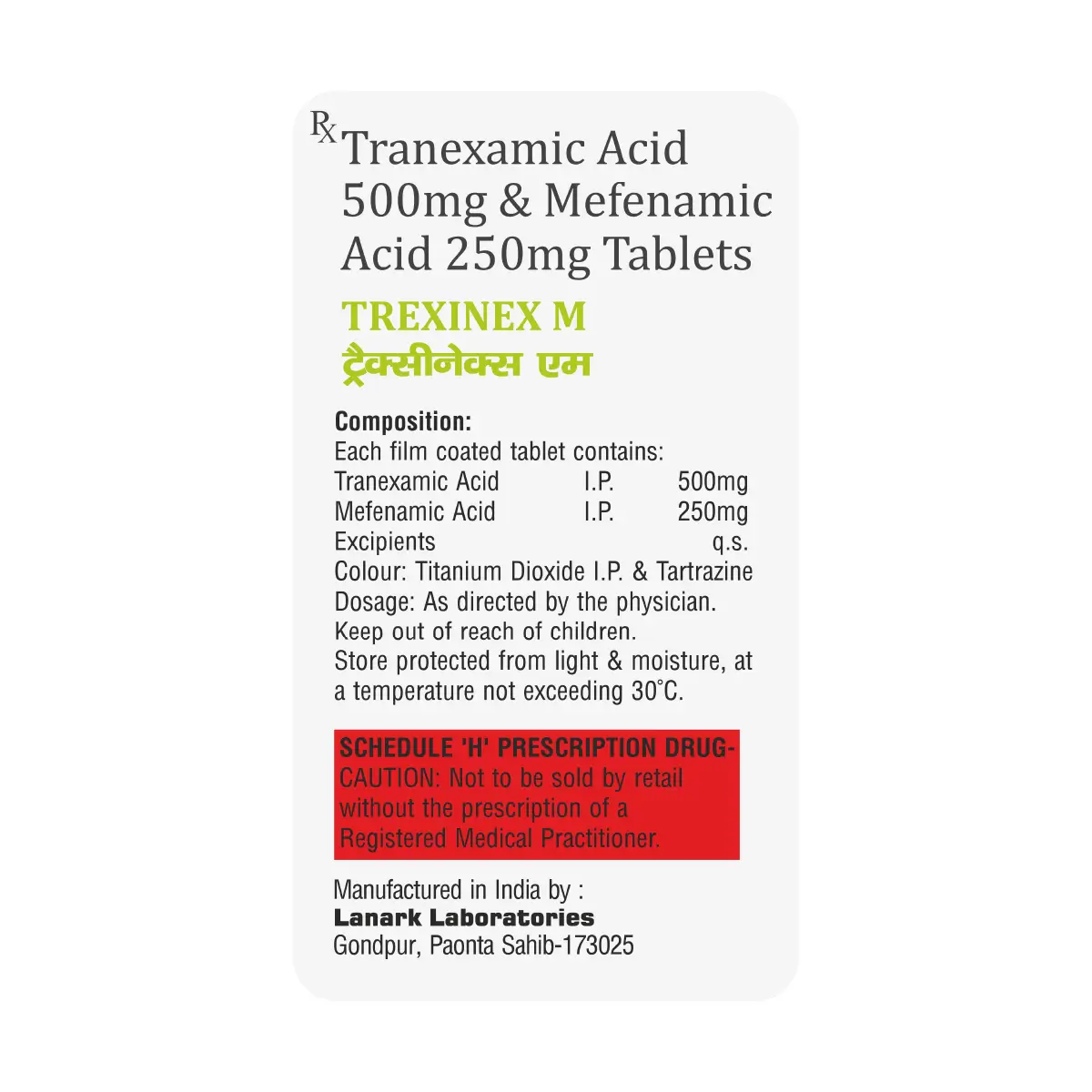 Trexinex M | Tranexamic Acid 500mg + Mefenamic Acid 250mg Tablet | Strip of 10 Tablets