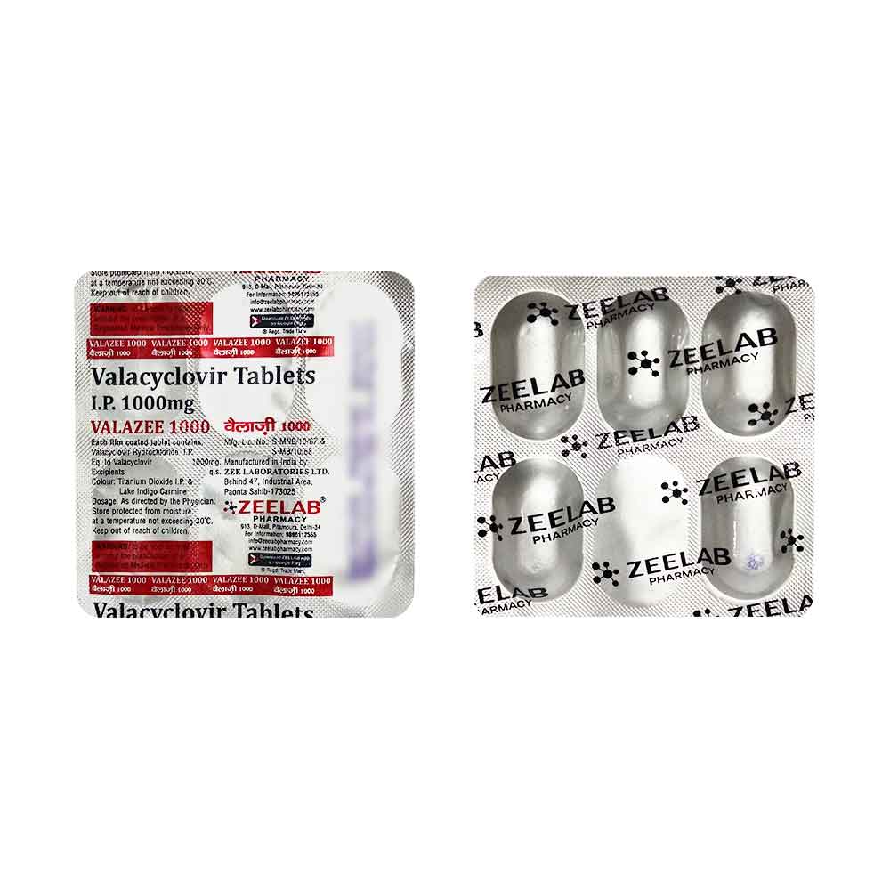 Valazee 1000 | Valacyclovir 1000mg Tablet | Strip of 5 Tablets