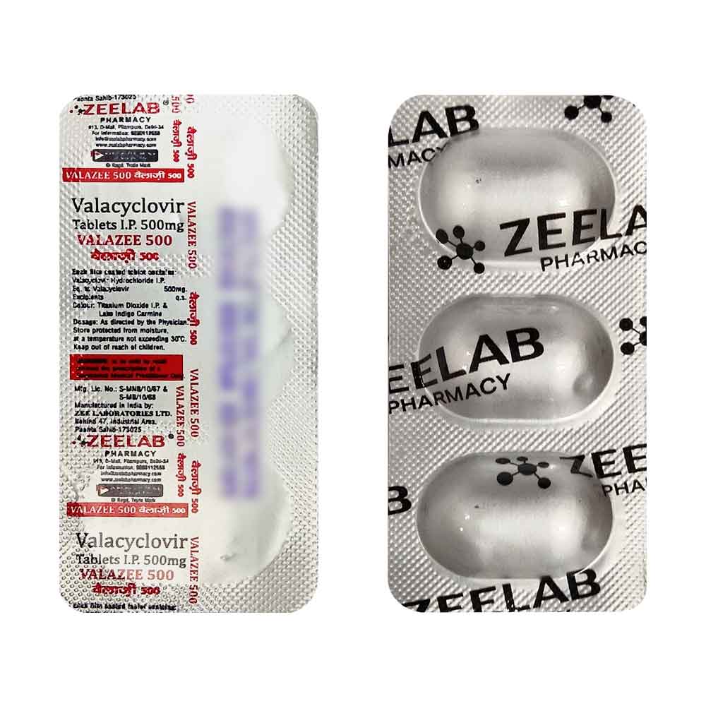 Valazee 500 | Valacyclovir 500mg Antiviral Tablet | Strip of 3 Tablets