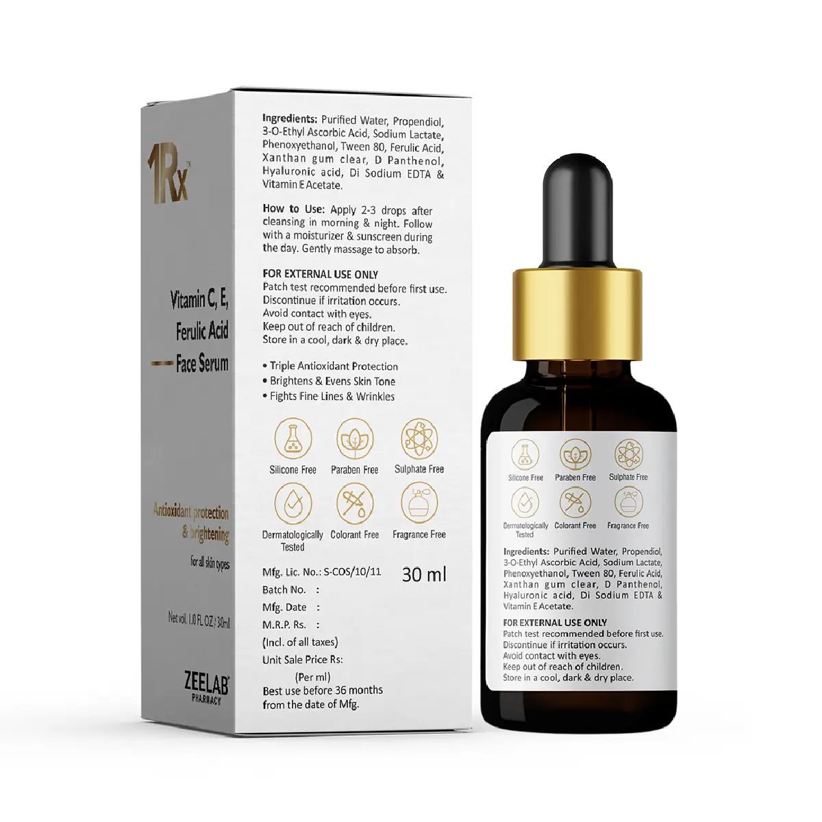 1RX 10% Vitamin C + E + Ferulic Acid Face Serum