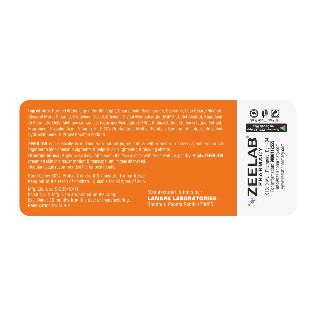 Zeeglow Cream 25 gm | Brightens Skin & Helps Reduce Dark Spots