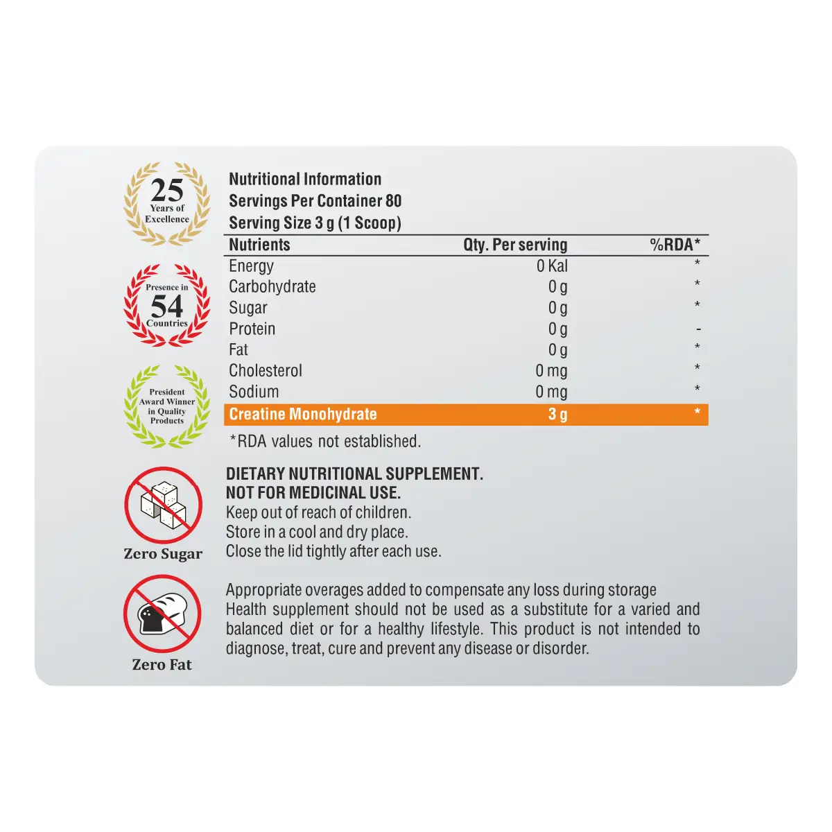 Zeelab 100% Creatine Monohydrate Powder