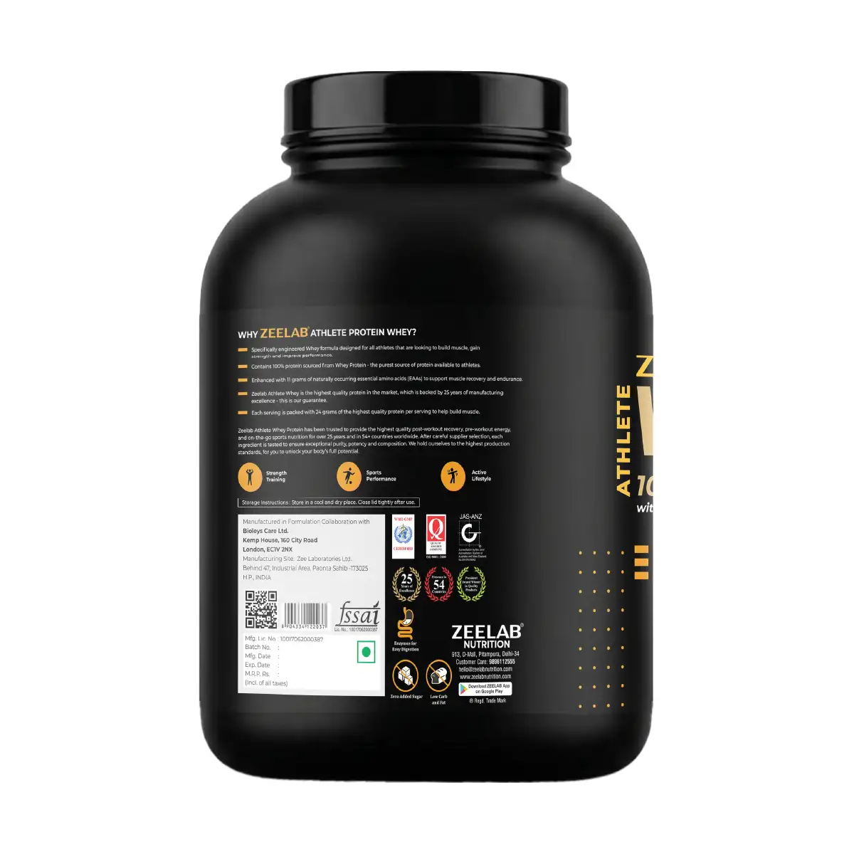 Zeelab Athlete 100% Whey Protein 2 kg (4.4 lb) Salted Caramel