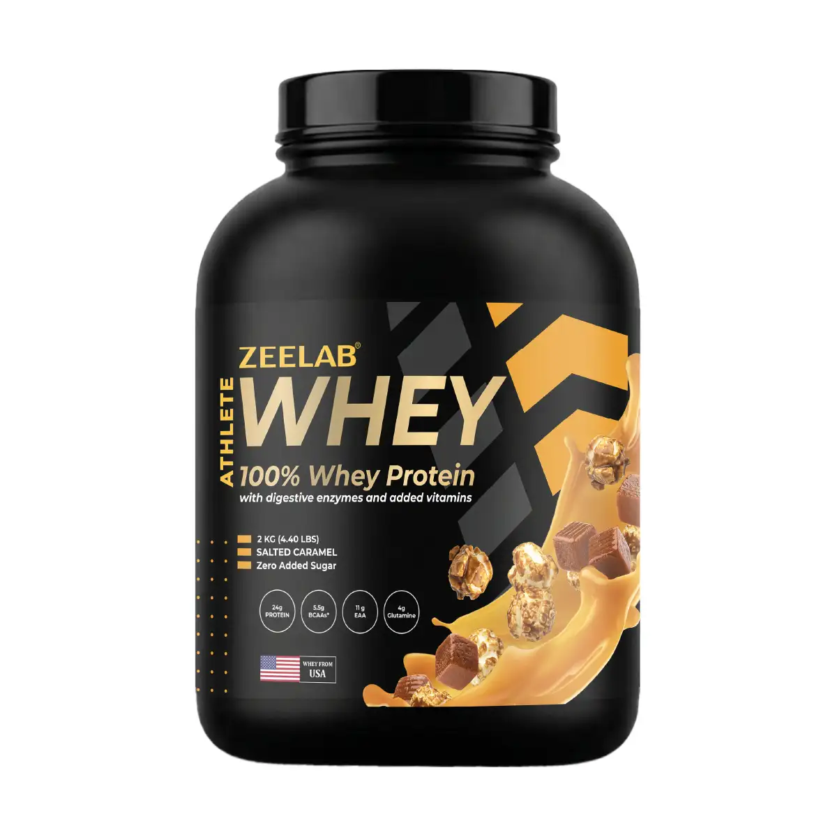 Zeelab Athlete 100% Whey Protein 2 kg (4.4 lb) Salted Caramel