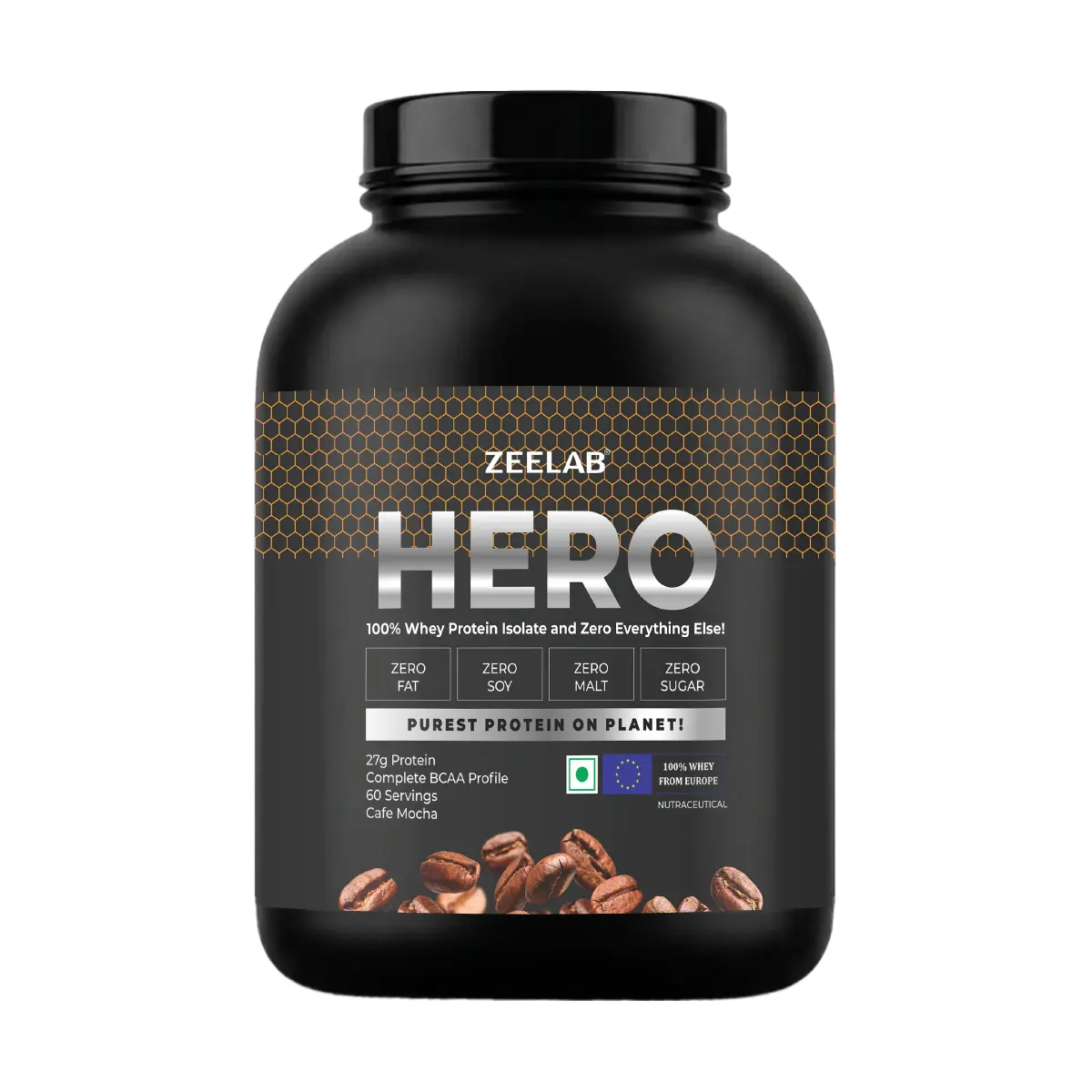 ZEELAB HERO 100% Whey Protein Isolate - Cafe Mocha | 1.81 kg (4 lb) | 60 Servings