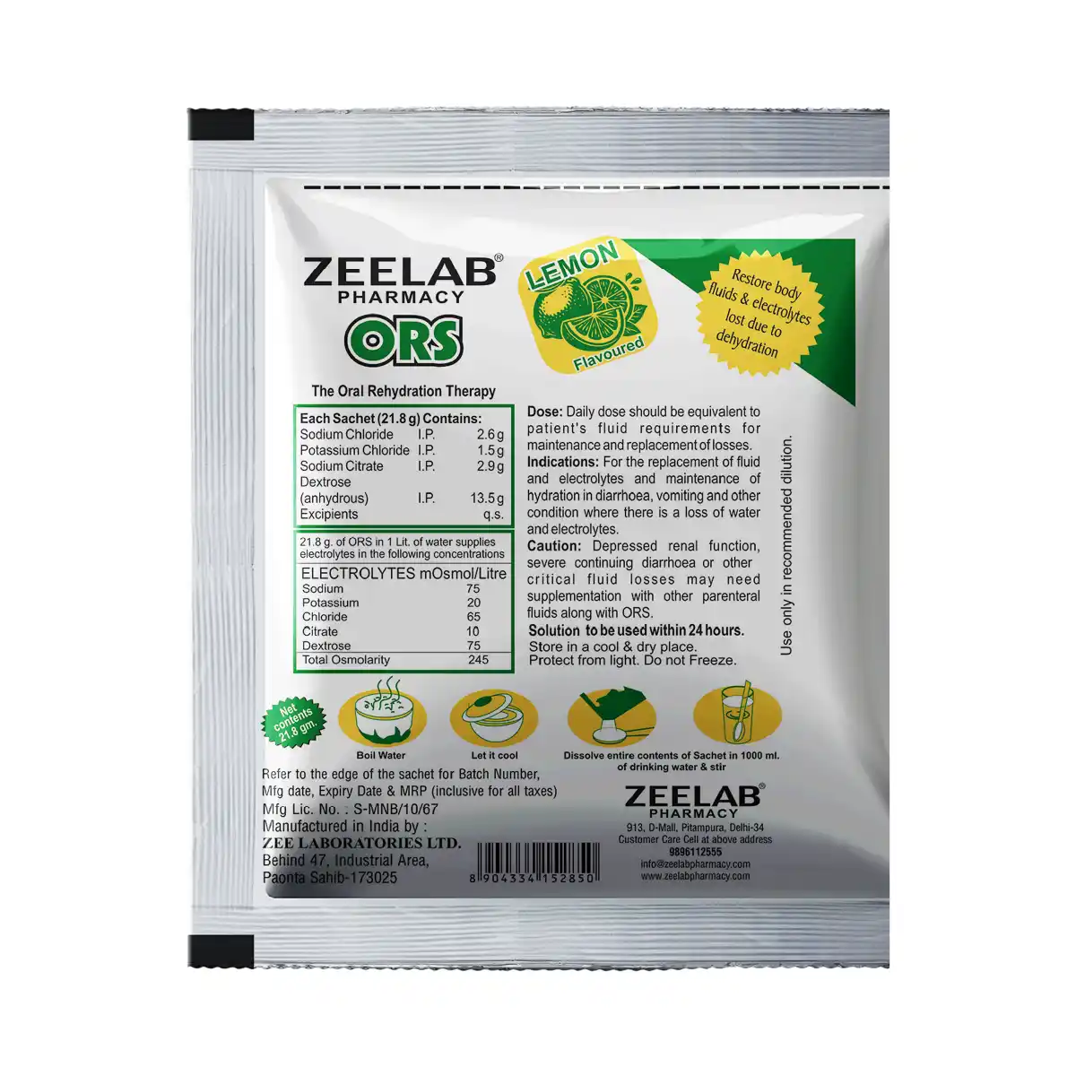 Zeelab ORS Powder Lemon | Dehydration & Electrolyte Balance
