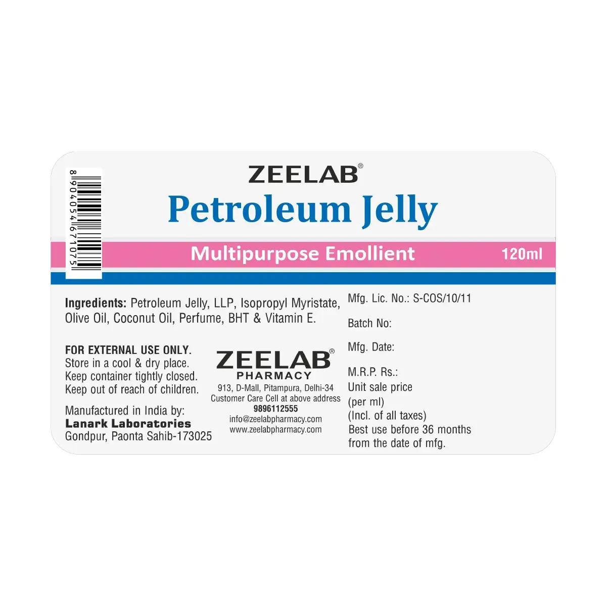 Zeelab Petroleum Jelly - 120ml