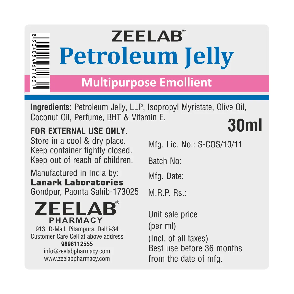 Zeelab Petroleum Jelly - 30ml
