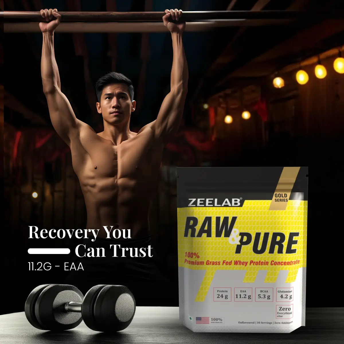 Zeelab Raw and Pure Whey Protein Concentrate 100% | 2lbs (910g) with 30 Servings