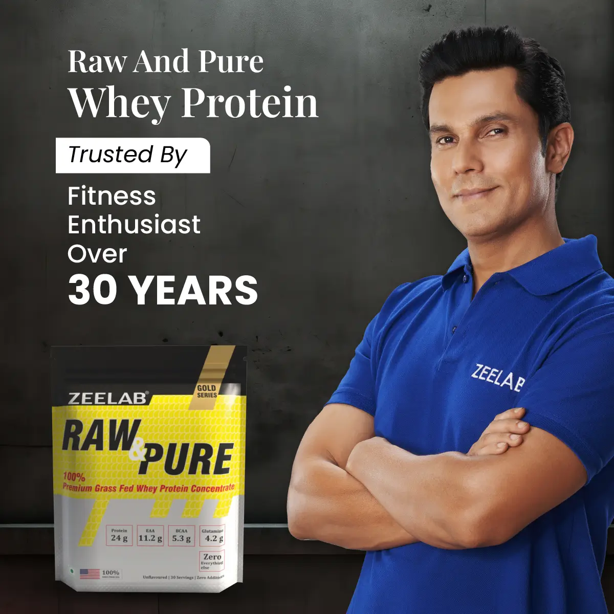 Zeelab Raw and Pure Whey Protein Concentrate 100% | 2lbs (910g) with 30 Servings