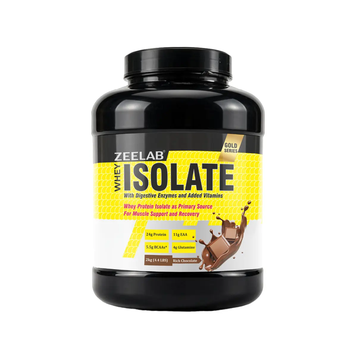 ZEELAB Whey Protein Isolate Powder 2 kg (4.4 lb) Rich Chocolate Flavour