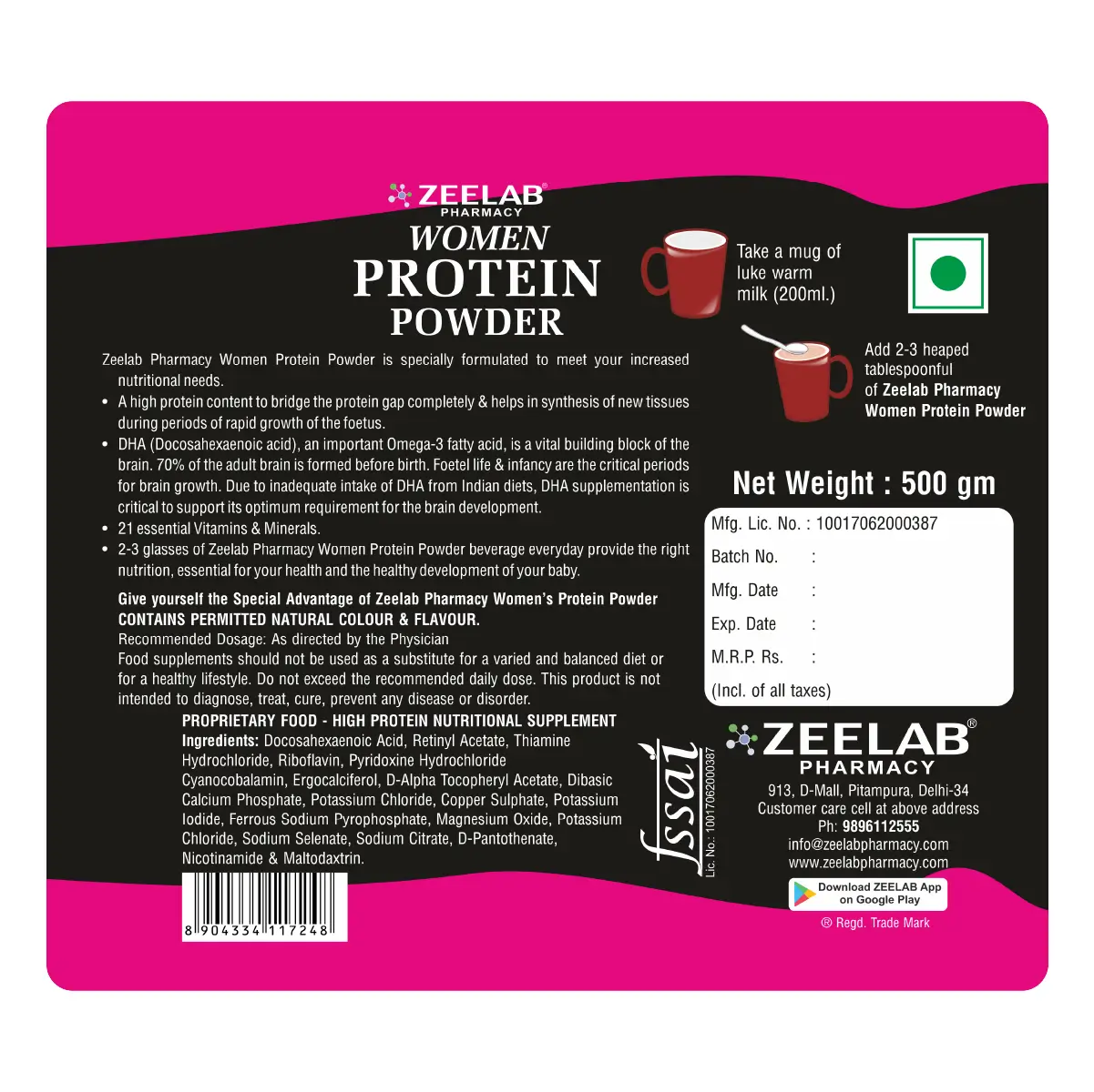 Zeelab Women Protein Powder Chocolate Flavour
