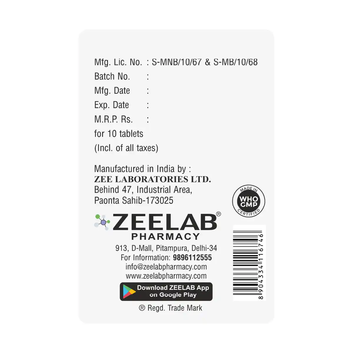 Zeesev 400 | Sevelamer Carbonate 400mg Tablet | Strip of 10 Tablets