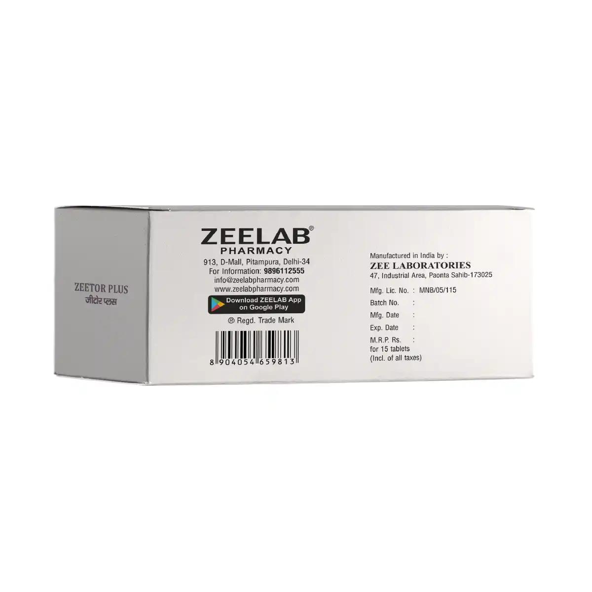 Zeetor Plus | Spironolactone 50mg + Torsemide 10mg Tablet | Strip of 15 Tablets