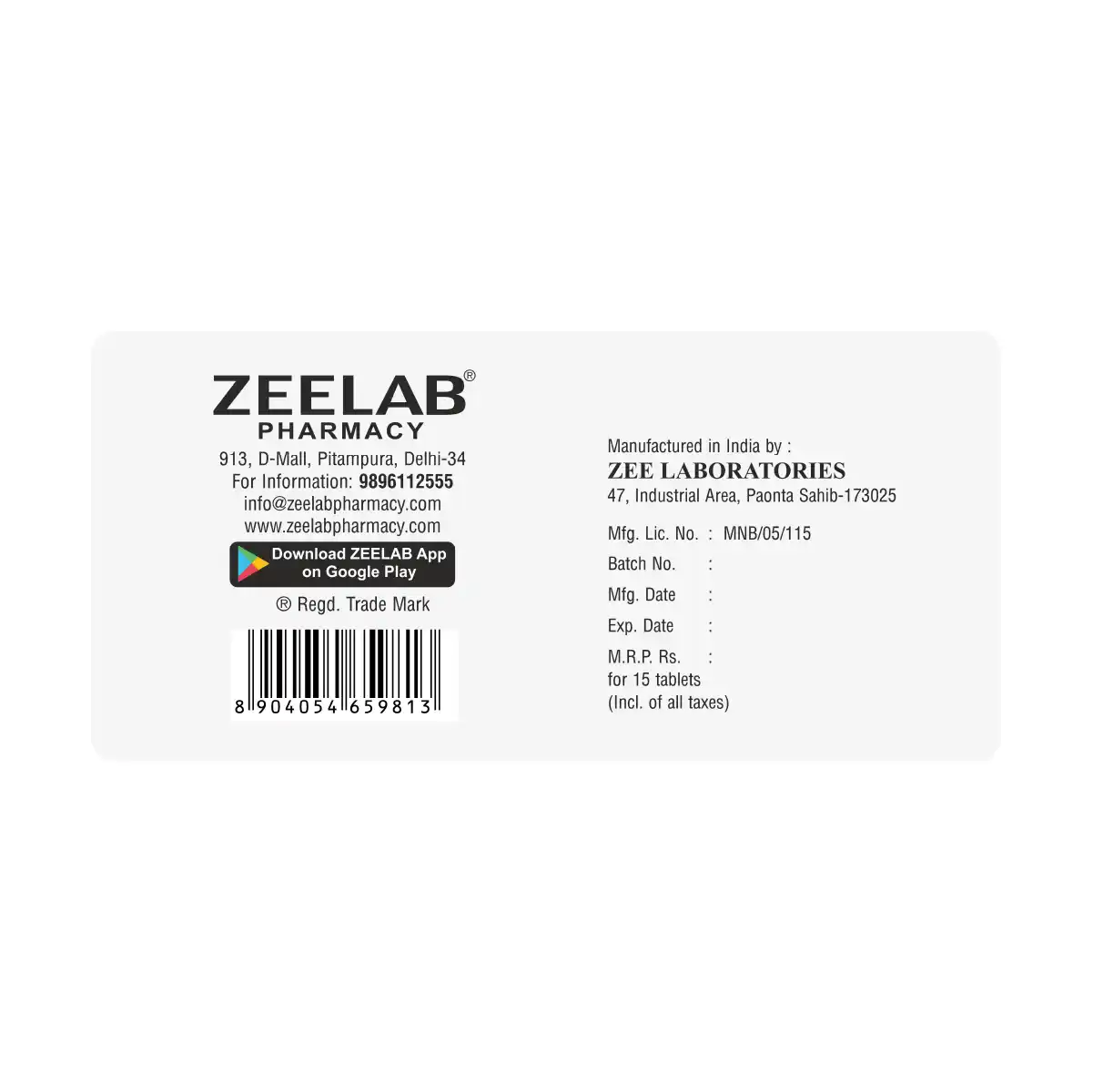 Zeetor Plus | Spironolactone 50mg + Torsemide 10mg Tablet | Strip of 15 Tablets