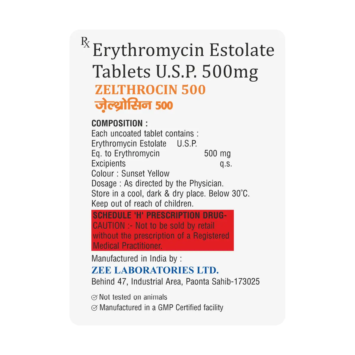 Zelthrocin 500 | Erythromycin 500mg Tablet | Strip of 10 Tablets