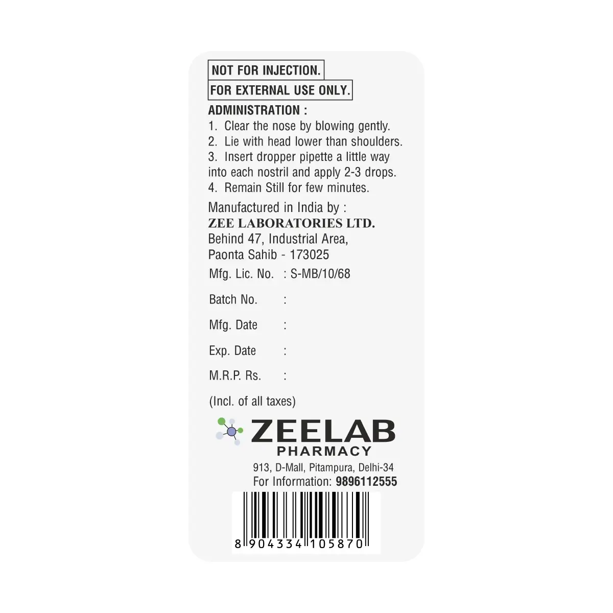 Zetovin Mini Nasal Drops for Infants