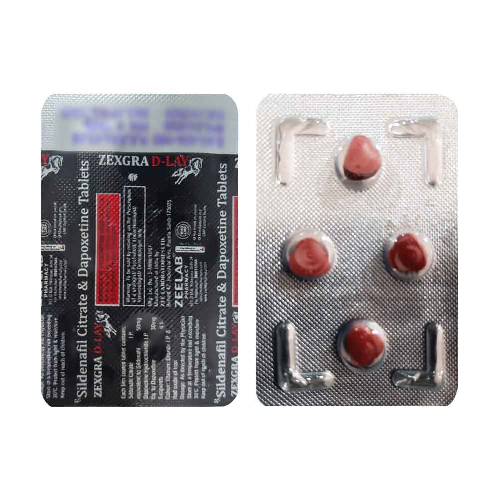 Zexgra D Lay | Sildenafil Citrate 50mg + Dapoxetine 30mg Tablet | Strips of 4 Tablets