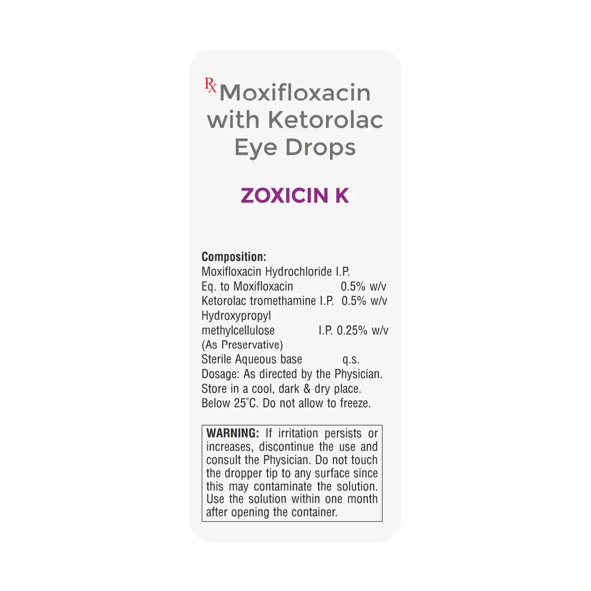 Zoxicin K 0.5% Eye/Ear Drops