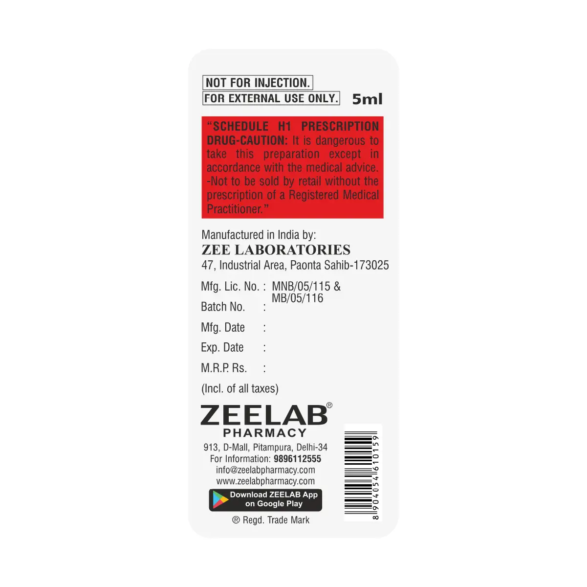 Zoxicin K 0.5% Eye/Ear Drops