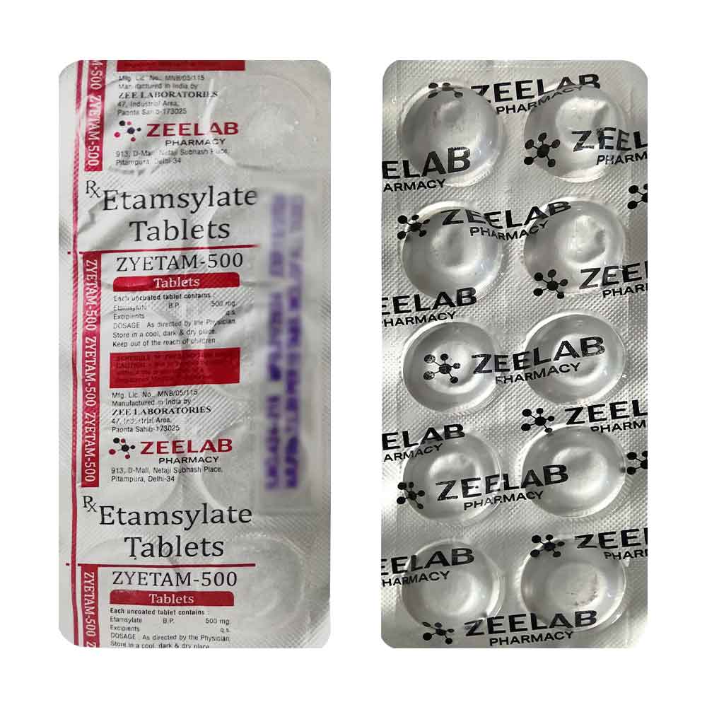 Zyetam 500 | Etamsylate 500mg Tablet | Strip of 10 Tablets